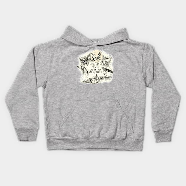 Life Cycle of the Rocky Mountain Werewolf Kids Hoodie by pastanaut